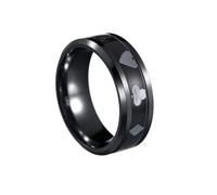 OAKKY Anello Street Style Seme di Poker per Uomini e Donne, Design Picche e Cuori, Acciaio Inossidabile Nero Argentato, Minimalista Audace Grafico Gioiello Dichiarazione Taglia 29
