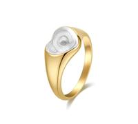 OAKKY Anello Sweet Heart per Donna Acciaio al Titanio Placcato Oro Texture a Spirale Chic per Appuntamenti Bianco Taglia 14