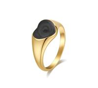 OAKKY Anello Sweet Heart per Donna Acciaio al Titanio Placcato Oro Texture a Spirale Chic per Appuntamenti Nero Taglia 10