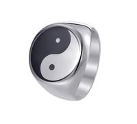 OAKKY Anello Uomo Tai Chi Yin Yang Bagua Equilibrio Acciaio Inossidabile Taoismo Zen Spirits Talismano Anello Personalizzato Argento Taglia 17