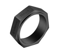 OAKKY Anello Virtù Incise Eptagono Vintage Unisex | Acciaio Inossidabile, Anello Sigillo Industriale Geometrico Girevole, Speranza e Fede