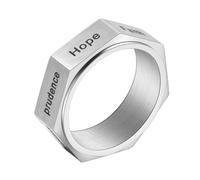 OAKKY Anello Virtù Incise Eptagono Vintage Unisex | Acciaio Inossidabile, Anello Sigillo Industriale Geometrico Girevole, Speranza e Fede