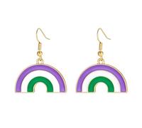 OAKKY Arcobaleno Arco Orecchini Per LGBTQ+ Pride Tono Oro Mezzo Cerchio Pendenti 6 Strisce Gay Pride Gioielli Pendenti Orecchini Per Pride Parade L'Amore È Amore Accessori Per Lei