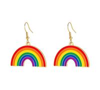 OAKKY Arcobaleno Arco Orecchini Per LGBTQ+ Pride Tono Oro Mezzo Cerchio Pendenti 6 Strisce Gay Pride Gioielli Pendenti Orecchini Per Pride Parade L'Amore È Amore Accessori Per Lei