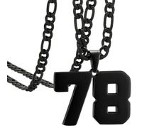 OAKKY Atleti Numero 0-99 Ciondolo Collana per Uomini Donne Acciaio Inossidabile Angeli Numeri Collane Gioielli Sportivi Cool Hip Hop con Catena Nero 78