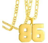 OAKKY Atleti Numero 0-99 Ciondolo Collana per Uomini Donne Acciaio Inossidabile Angeli Numeri Collane Gioielli Sportivi Cool Hip Hop con Catena Oro 86