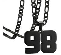 OAKKY Atleti Numero 0-99 Ciondolo Collana per Uomini Donne Acciaio Inossidabile Angeli Numeri Collane Gioielli Sportivi Cool Hip Hop con Catena Nero 98