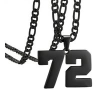 OAKKY Atleti Numero 0-99 Ciondolo Collana per Uomini Donne Acciaio Inossidabile Angeli Numeri Collane Gioielli Sportivi Cool Hip Hop con Catena Nero 72