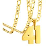 OAKKY Atleti Numero 0-99 Ciondolo Collana per Uomini Donne Acciaio Inossidabile Angeli Numeri Collane Gioielli Sportivi Cool Hip Hop con Catena Oro 41