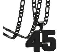 OAKKY Atleti Numero 0-99 Ciondolo Collana per Uomini Donne Acciaio Inossidabile Angeli Numeri Collane Gioielli Sportivi Cool Hip Hop con Catena Nero 45