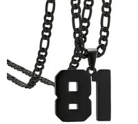 OAKKY Atleti Numero 0-99 Ciondolo Collana per Uomini Donne Acciaio Inossidabile Angeli Numeri Collane Gioielli Sportivi Cool Hip Hop con Catena Nero 81