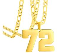 OAKKY Atleti Numero 0-99 Ciondolo Collana per Uomini Donne Acciaio Inossidabile Angeli Numeri Collane Gioielli Sportivi Cool Hip Hop con Catena Oro 72