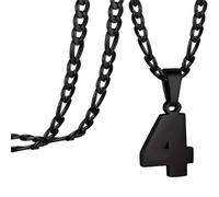 OAKKY Atleti Numero 0-99 Ciondolo Collana per Uomini Donne Acciaio Inossidabile Angeli Numeri Collane Gioielli Sportivi Cool Hip Hop con Catena Nero 4