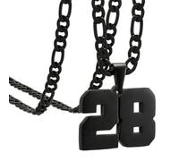 OAKKY Atleti Numero 0-99 Ciondolo Collana per Uomini Donne Acciaio Inossidabile Angeli Numeri Collane Gioielli Sportivi Cool Hip Hop con Catena Nero 28