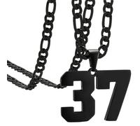 OAKKY Atleti Numero 0-99 Ciondolo Collana per Uomini Donne Acciaio Inossidabile Angeli Numeri Collane Gioielli Sportivi Cool Hip Hop con Catena Nero 37