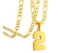 OAKKY Atleti Numero 0-99 Ciondolo Collana per Uomini Donne Acciaio Inossidabile Angeli Numeri Collane Gioielli Sportivi Cool Hip Hop con Catena Oro 2