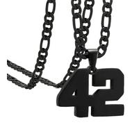 OAKKY Atleti Numero 0-99 Ciondolo Collana per Uomini Donne Acciaio Inossidabile Angeli Numeri Collane Gioielli Sportivi Cool Hip Hop con Catena Nero 42