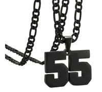 OAKKY Atleti Numero 0-99 Ciondolo Collana per Uomini Donne Acciaio Inossidabile Angeli Numeri Collane Gioielli Sportivi Cool Hip Hop con Catena Nero 55