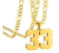 OAKKY Atleti Numero 0-99 Ciondolo Collana per Uomini Donne Acciaio Inossidabile Angeli Numeri Collane Gioielli Sportivi Cool Hip Hop con Catena Oro 33