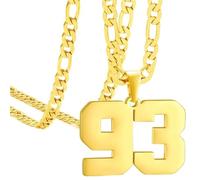 OAKKY Atleti Numero 0-99 Ciondolo Collana per Uomini Donne Acciaio Inossidabile Angeli Numeri Collane Gioielli Sportivi Cool Hip Hop con Catena Oro 93