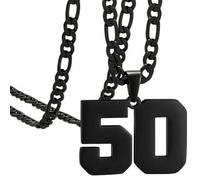 OAKKY Atleti Numero 0-99 Ciondolo Collana per Uomini Donne Acciaio Inossidabile Angeli Numeri Collane Gioielli Sportivi Cool Hip Hop con Catena Nero 50