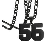 OAKKY Atleti Numero 0-99 Ciondolo Collana per Uomini Donne Acciaio Inossidabile Angeli Numeri Collane Gioielli Sportivi Cool Hip Hop con Catena Nero 56