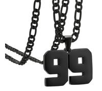 OAKKY Atleti Numero 0-99 Ciondolo Collana per Uomini Donne Acciaio Inossidabile Angeli Numeri Collane Gioielli Sportivi Cool Hip Hop con Catena Nero 99