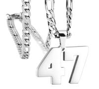OAKKY Atleti Numero 0-99 Ciondolo Collana per Uomini Donne Acciaio Inossidabile Angeli Numeri Collane Gioielli Sportivi Cool Hip Hop con Catena Argento 47