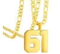 OAKKY Atleti Numero 0-99 Ciondolo Collana per Uomini Donne Acciaio Inossidabile Angeli Numeri Collane Gioielli Sportivi Cool Hip Hop con Catena Oro 61