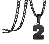 OAKKY Atleti Numero 0-99 Ciondolo Collana per Uomini Donne Acciaio Inossidabile Angeli Numeri Collane Gioielli Sportivi Cool Hip Hop con Catena Nero 2