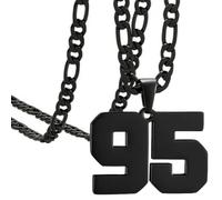 OAKKY Atleti Numero 0-99 Ciondolo Collana per Uomini Donne Acciaio Inossidabile Angeli Numeri Collane Gioielli Sportivi Cool Hip Hop con Catena Nero 95