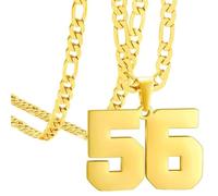 OAKKY Atleti Numero 0-99 Ciondolo Collana per Uomini Donne Acciaio Inossidabile Angeli Numeri Collane Gioielli Sportivi Cool Hip Hop con Catena Oro 56
