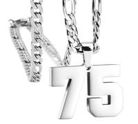 OAKKY Atleti Numero 0-99 Ciondolo Collana per Uomini Donne Acciaio Inossidabile Angeli Numeri Collane Gioielli Sportivi Cool Hip Hop con Catena Argento 75