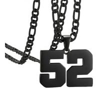 OAKKY Atleti Numero 0-99 Ciondolo Collana per Uomini Donne Acciaio Inossidabile Angeli Numeri Collane Gioielli Sportivi Cool Hip Hop con Catena Nero 52