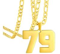OAKKY Atleti Numero 0-99 Ciondolo Collana per Uomini Donne Acciaio Inossidabile Angeli Numeri Collane Gioielli Sportivi Cool Hip Hop con Catena Oro 79