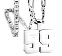 OAKKY Atleti Numero 0-99 Ciondolo Collana per Uomini Donne Acciaio Inossidabile Angeli Numeri Collane Gioielli Sportivi Cool Hip Hop con Catena Argento 59