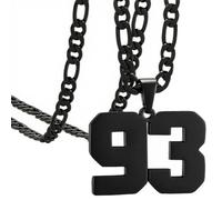 OAKKY Atleti Numero 0-99 Ciondolo Collana per Uomini Donne Acciaio Inossidabile Angeli Numeri Collane Gioielli Sportivi Cool Hip Hop con Catena Nero 93
