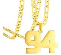 OAKKY Atleti Numero 0-99 Ciondolo Collana per Uomini Donne Acciaio Inossidabile Angeli Numeri Collane Gioielli Sportivi Cool Hip Hop con Catena Oro 94