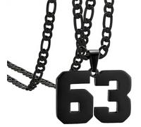 OAKKY Atleti Numero 0-99 Ciondolo Collana per Uomini Donne Acciaio Inossidabile Angeli Numeri Collane Gioielli Sportivi Cool Hip Hop con Catena Nero 63