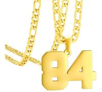 OAKKY Atleti Numero 0-99 Ciondolo Collana per Uomini Donne Acciaio Inossidabile Angeli Numeri Collane Gioielli Sportivi Cool Hip Hop con Catena Oro 84