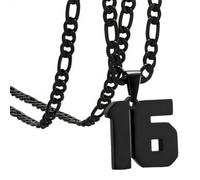 OAKKY Atleti Numero 0-99 Ciondolo Collana per Uomini Donne Acciaio Inossidabile Angeli Numeri Collane Gioielli Sportivi Cool Hip Hop con Catena Nero 16