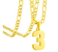 OAKKY Atleti Numero 0-99 Ciondolo Collana per Uomini Donne Acciaio Inossidabile Angeli Numeri Collane Gioielli Sportivi Cool Hip Hop con Catena Oro 3