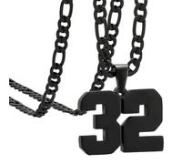 OAKKY Atleti Numero 0-99 Ciondolo Collana per Uomini Donne Acciaio Inossidabile Angeli Numeri Collane Gioielli Sportivi Cool Hip Hop con Catena Nero 32