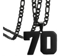 OAKKY Atleti Numero 0-99 Ciondolo Collana per Uomini Donne Acciaio Inossidabile Angeli Numeri Collane Gioielli Sportivi Cool Hip Hop con Catena Nero 70