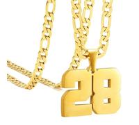 OAKKY Atleti Numero 0-99 Ciondolo Collana per Uomini Donne Argento/Oro Acciaio Inossidabile Hip Hop Sport Angeli Numeri Collane con Catena