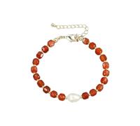 OAKKY Boho Bracciale con Perline di Pietre Cubiche per Donne | Catena Regolabile Dorata con Perla Sintetica, Accessorio Bestie Impilabile Elegante
