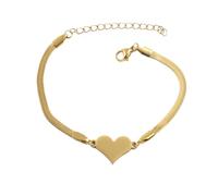 OAKKY Bracciale Cuore Catena Serpente AMORE Sussurrato per Donna Acciaio Inossidabile Estensibile Regolabile Oro