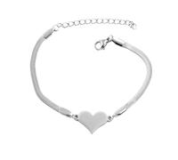OAKKY Bracciale Cuore Catena Serpente AMORE Sussurrato per Donna Acciaio Inossidabile Estensibile Regolabile Argento
