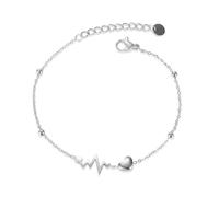OAKKY Bracciale Dolce Battito Cardiaco per Donna Acciaio Inossidabile Onde Agili l'Emozione della Dichiarazione d'Amore Catena Argento