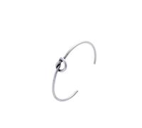 OAKKY Bracciale Nodo d'Amore Minimalista per Donna Acciaio Inossidabile Linee Geometriche Aperto Sottile Abbigliamento Lavoro Bracciale Argento Antico